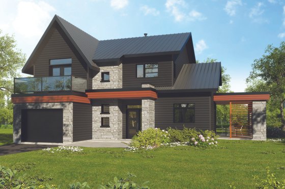 Exterior - Front Elevation 3 for Modern House Plan #23-2308 - 4 bed, 2 bath