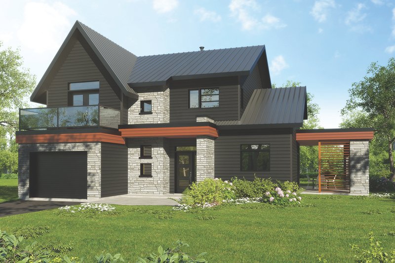 Home Plan - Exterior - Front Elevation 3 for Modern House Plan #23-2308 - 4 bed, 2 bath