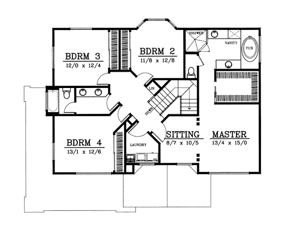 Traditional Floor Plan - Upper Floor Plan #101-207