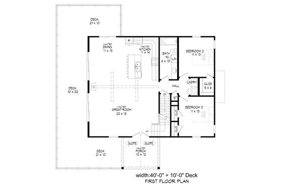Floor Plan - Main Floor for Traditional House Plan #932-428 - 3 bed, 2 bath