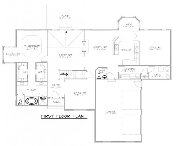 House Design - European Floor Plan - Main Floor Plan #1064-2