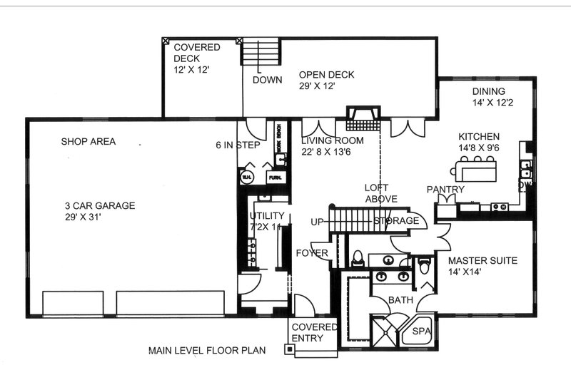 Architectural House Design - Floor Plan - Main Floor for Craftsman House Plan #117-977 - 3 bed, 2.5 bath