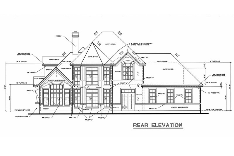 Home Plan - Exterior - Rear Elevation for Mediterranean House Plan #20-256 - 3 bed, 3 bath