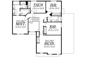 Floor Plan - Upper Floor for Traditional House Plan #130-109 - 3 bed, 2.5 bath