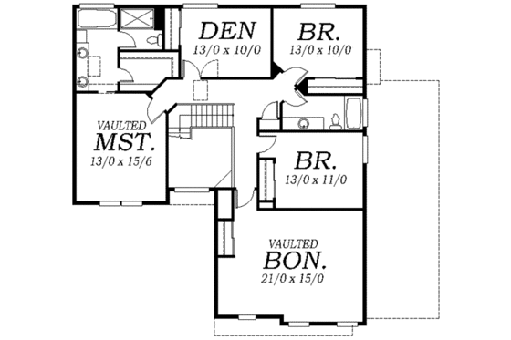 Floor Plan - Upper Floor for Traditional House Plan #130-109 - 3 bed, 2.5 bath