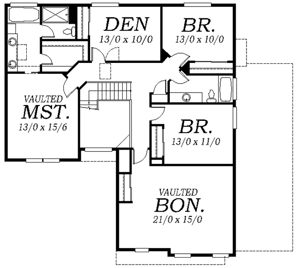 Traditional Floor Plan - Upper Floor Plan #130-109