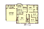 European Style House Plan - 3 Beds 2 Baths 1531 Sq/Ft Plan #16-119 