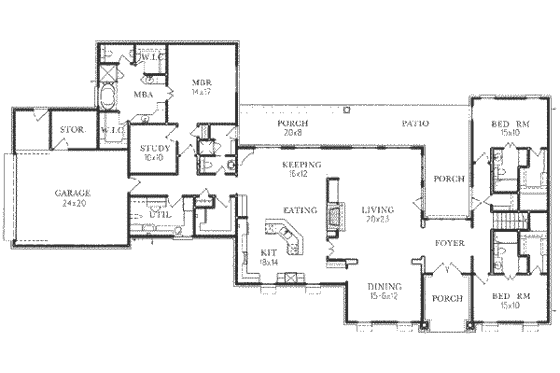 Floor Plan - Main Floor for European House Plan #15-222 - 3 bed, 3.5 bath