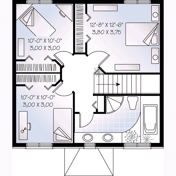 Architectural House Design - Colonial Floor Plan - Upper Floor Plan #23-256