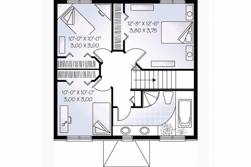 Architectural House Design - Floor Plan - Upper Floor for Colonial House Plan #23-256 - 3 bed, 2 bath
