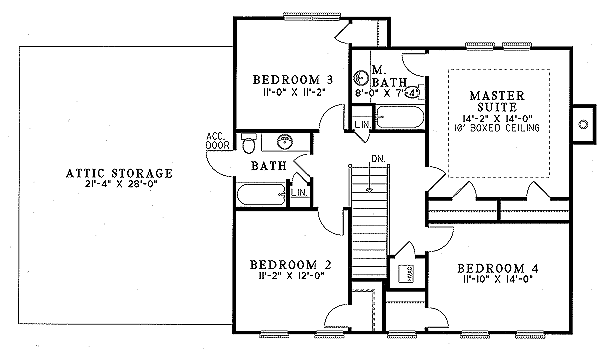 Home Plan - Southern Floor Plan - Upper Floor Plan #17-2035