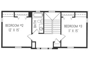 Floor Plan - Upper Floor for Colonial House Plan #76-108 - 3 bed, 2 bath
