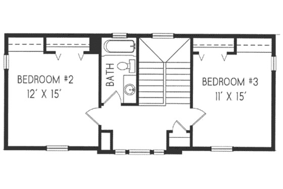 Floor Plan - Upper Floor for Colonial House Plan #76-108 - 3 bed, 2 bath