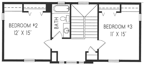 Colonial Floor Plan - Upper Floor Plan #76-108