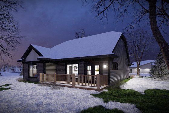 Exterior - Rear Elevation for Craftsman House Plan #70-1516 - 2 bed, 2 bath