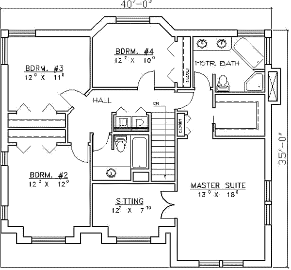 House Plan Design - Traditional Floor Plan - Upper Floor Plan #117-154