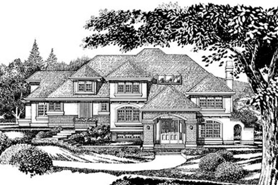 Exterior - Front Elevation for European House Plan #47-417 - 4 bed, 4.5 bath