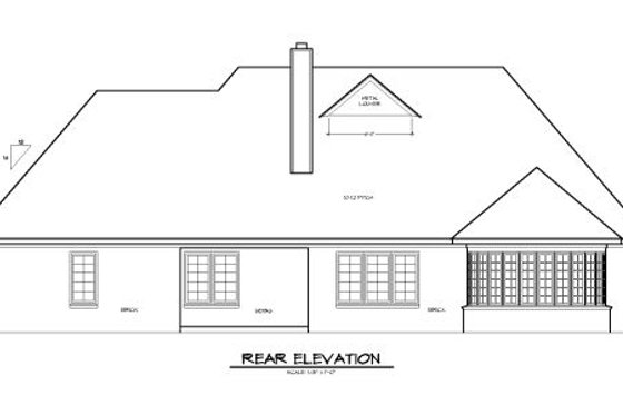 Exterior - Rear Elevation for European House Plan #329-266 - 6 bed, 3 bath