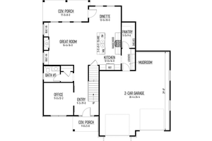 Floor Plan - Main Floor for Farmhouse House Plan #1093-7 - 4 bed, 2.5 bath