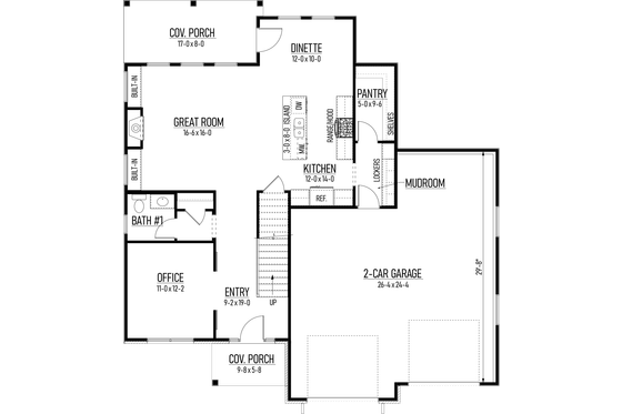Floor Plan - Main Floor for Farmhouse House Plan #1093-7 - 4 bed, 2.5 bath