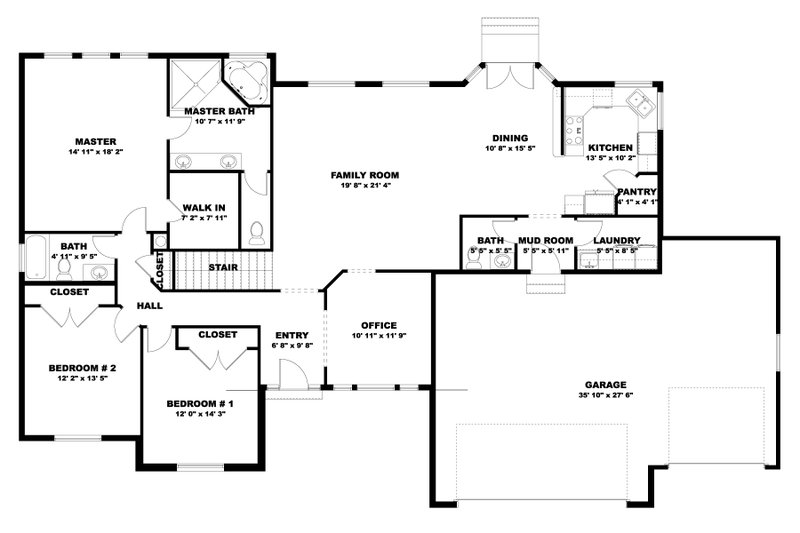 Architectural House Design - Floor Plan - Main Floor for Traditional House Plan #1060-100 - 3 bed, 2.5 bath