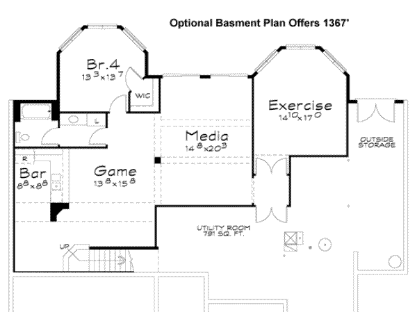 Home Plan - Floor Plan - Lower Floor for European House Plan #20-1844 - 2 bed, 3 bath