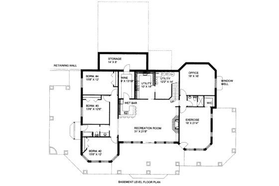 Floor Plan - Lower Floor for Craftsman House Plan #117-617 - 4 bed, 4.5 bath