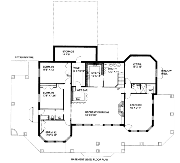 Craftsman Floor Plan - Lower Floor Plan #117-617