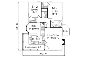 Floor Plan - Main Floor for Cottage House Plan #57-194 - 2 bed, 2 bath