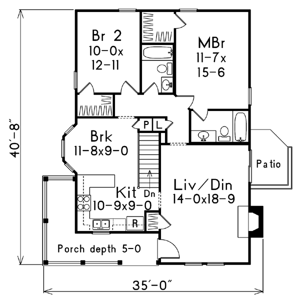 Cottage Floor Plan - Main Floor Plan #57-194