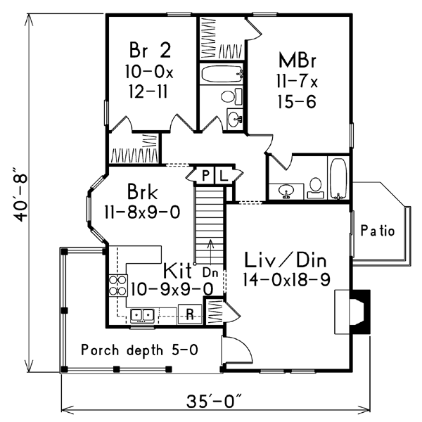 Dream House Plan - Cottage Floor Plan - Main Floor Plan #57-194