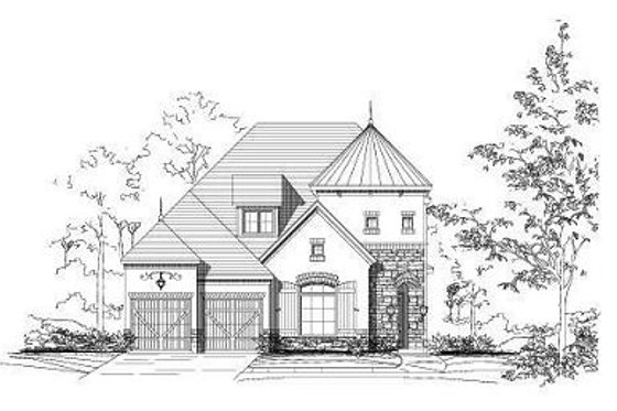 Exterior - Front Elevation for European House Plan #411-578 - 4 bed, 4.5 bath