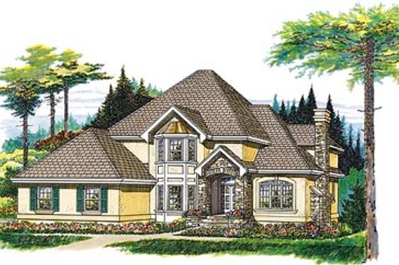 Exterior - Front Elevation for European House Plan #47-355 - 4 bed, 3 bath