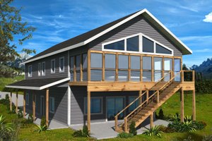 Exterior - Front Elevation for Contemporary House Plan #117-1051 - 2 bed, 2 bath