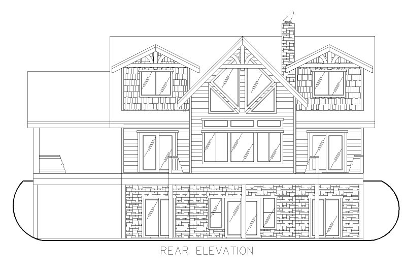 House Design - Exterior - Rear Elevation for Craftsman House Plan #117-1042 - 4 bed, 5.5 bath