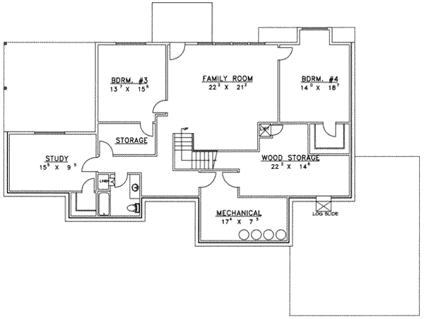 House Blueprint - Traditional Floor Plan - Lower Floor Plan #117-238