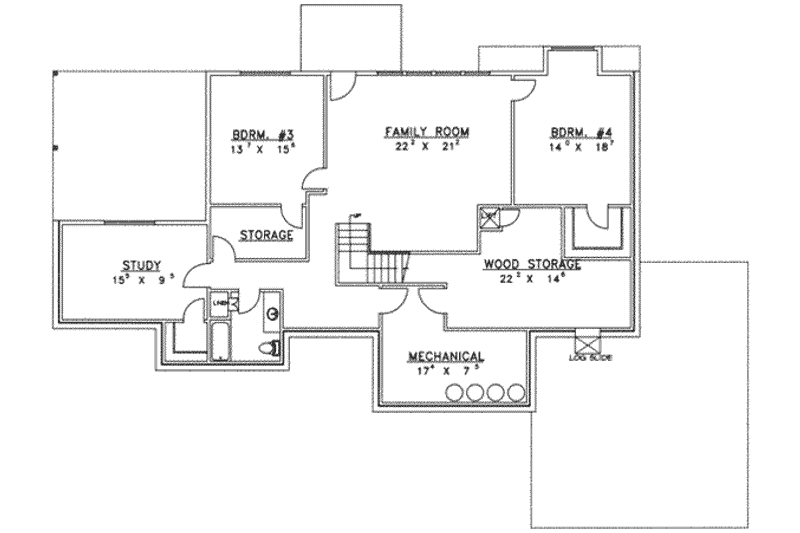 Home Plan - Floor Plan - Lower Floor for Traditional House Plan #117-238 - 4 bed, 3 bath