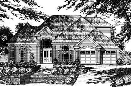 Exterior - Front Elevation for European House Plan #40-436 - 4 bed, 3 bath