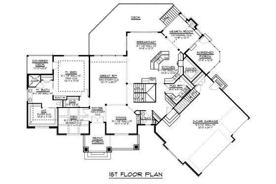 Floor Plan - Main Floor for Craftsman House Plan #1064-120 - 5 bed, 3.5 bath