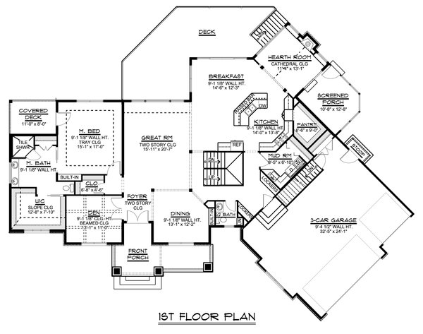 Dream House Plan - Craftsman Floor Plan - Main Floor Plan #1064-120