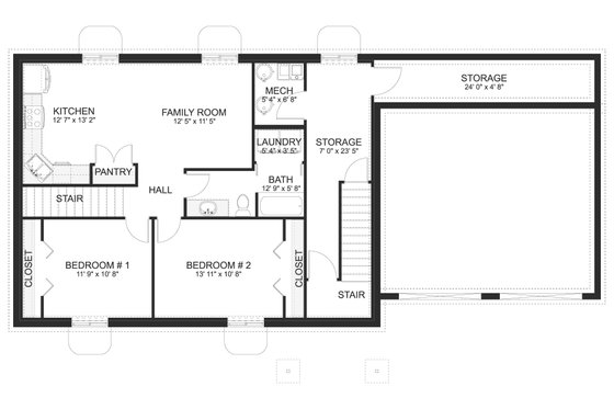 Floor Plan - Lower Floor for Craftsman House Plan #1060-461 - 3 bed, 3 bath