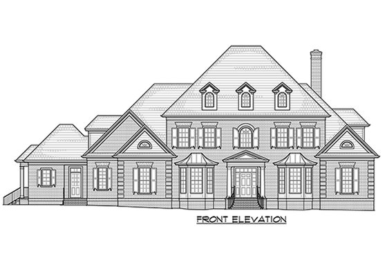 Exterior - Front Elevation 3 for Traditional House Plan #1054-22 - 6 bed, 6.5 bath