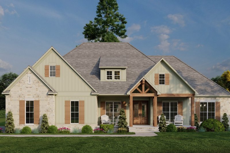 House Blueprint - Farmhouse Exterior - Front Elevation Plan #923-408