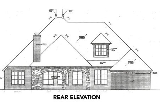 Exterior - Rear Elevation for European House Plan #310-641 - 3 bed, 4 bath