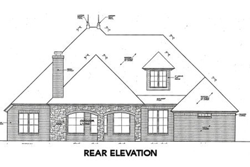 Architectural House Design - Exterior - Rear Elevation for European House Plan #310-641 - 3 bed, 4 bath