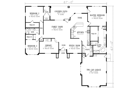 Floor Plan - Main Floor for Adobe / Southwestern House Plan #1-543 - 3 bed, 2.5 bath
