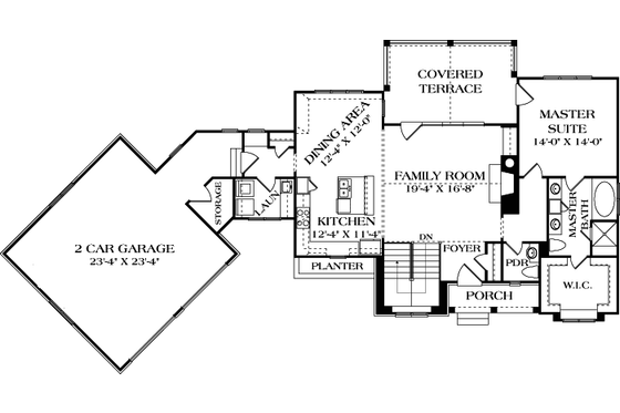 Floor Plan - Main Floor for European House Plan #453-57 - 3 bed, 3.5 bath
