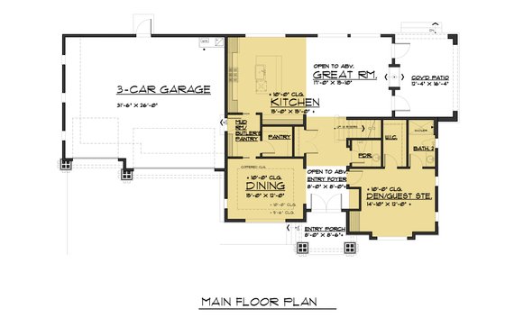 Floor Plan - Main Floor for Traditional House Plan #1066-75 - 5 bed, 4.5 bath