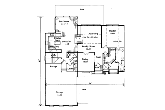 Floor Plan - Main Floor for European House Plan #41-154 - 3 bed, 2.5 bath
