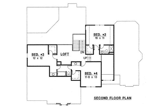 Floor Plan - Upper Floor for Traditional House Plan #67-760 - 4 bed, 3.5 bath